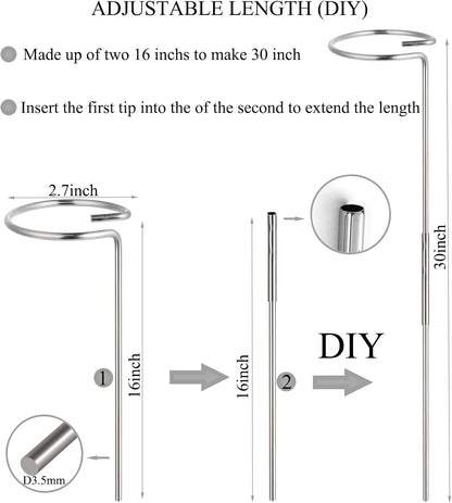 30 Inch Or 16 InchPlant Stakes for Flowers - 10 Pack, Adjustable Height