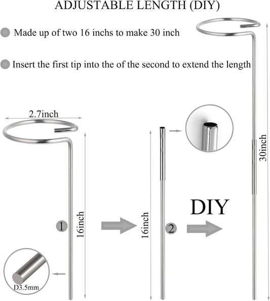 30 Inch Or 16 InchPlant Stakes for Flowers - 10 Pack, Adjustable Height