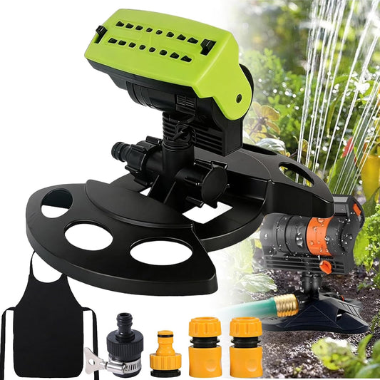 16-Nozzle Oscillating Sprinkler with Dual-Zone Sprinkler Water Timer, 360°Rotating Lawn Sprinklers for Yard, Automatic Irrigation System, for Lawn Yard Garden Watering (Green)