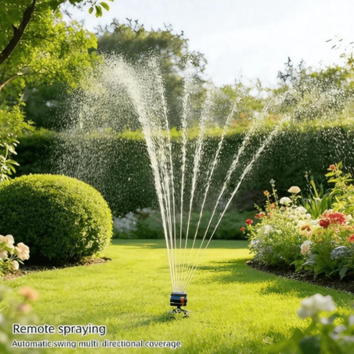16-Nozzle Oscillating Sprinkler with Dual-Zone Sprinkler Water Timer, 360°Rotating Lawn Sprinklers for Yard, Automatic Irrigation System, for Lawn Yard Garden Watering (Green)