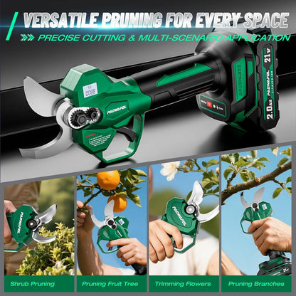 Electric Pruning Shears, 1.6" (41mm) Cordless Power Pruner with LCD Display, Brushless Motor, 2x2000mAh Batteries, 2xSK5 Blades, Battery Powered Branch Cutter for Garden Trimming