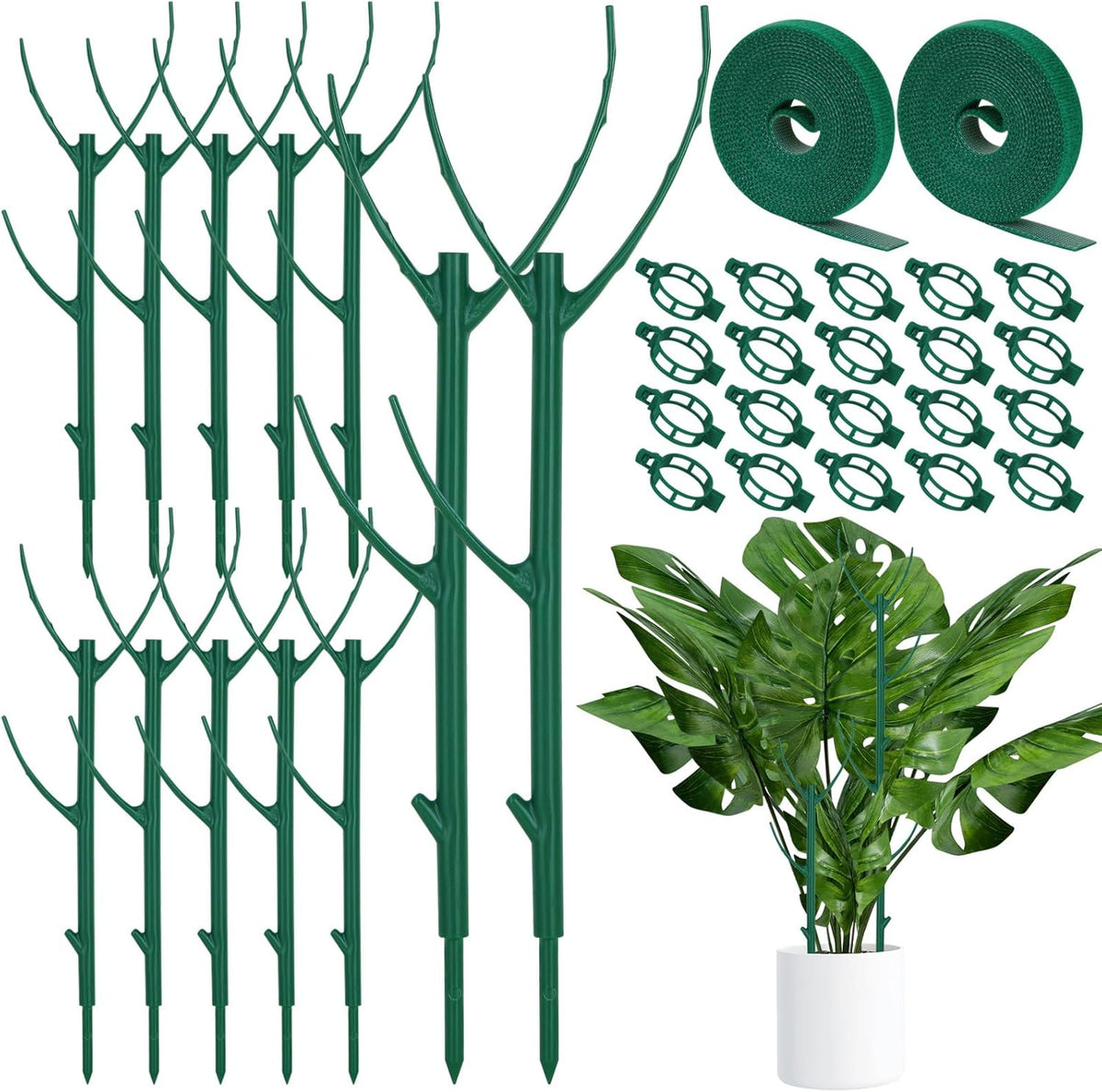 12 Pack Monstera Plant Support, Stackable Plant Supports for Indoor Plants, Pothos Plant Climber Pole, Adjustable Stakes for Indoor Plants Training & Vertical Growth Support Stakes