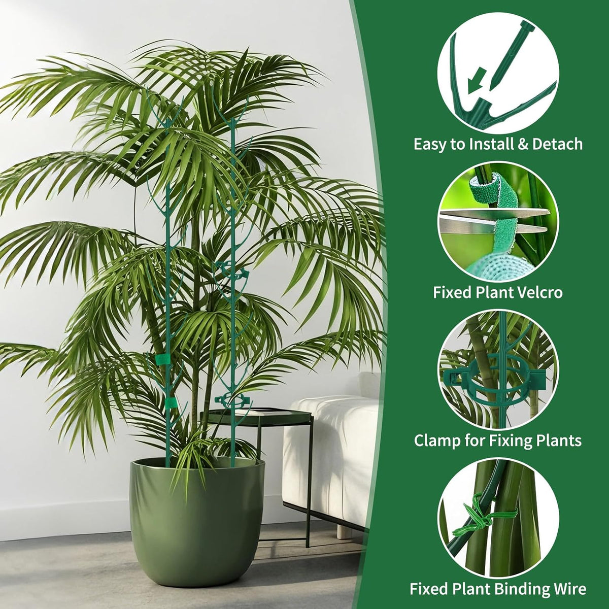 12 Pack Monstera Plant Support, Stackable Plant Supports for Indoor Plants, Pothos Plant Climber Pole, Adjustable Stakes for Indoor Plants Training & Vertical Growth Support Stakes