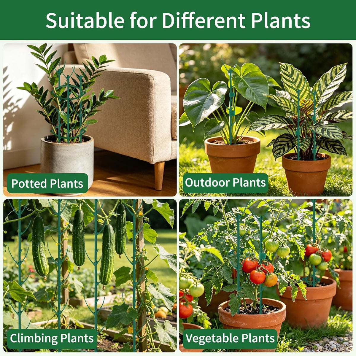 12 Pack Monstera Plant Support, Stackable Plant Supports for Indoor Plants, Pothos Plant Climber Pole, Adjustable Stakes for Indoor Plants Training & Vertical Growth Support Stakes