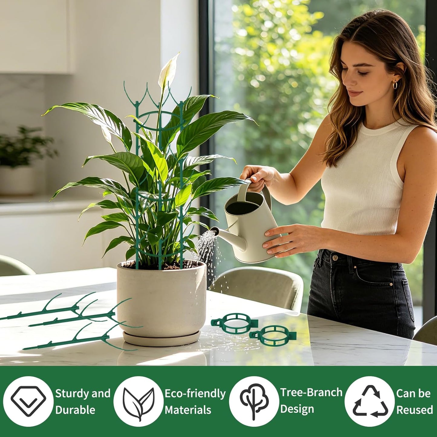 12 Pack Monstera Plant Support, Stackable Plant Supports for Indoor Plants, Pothos Plant Climber Pole, Adjustable Stakes for Indoor Plants Training & Vertical Growth Support Stakes