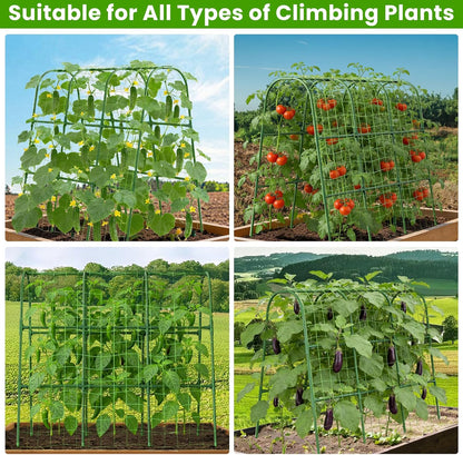 Cucumber Trellis for Raised Bed, U-Shape Garden Trellis for Climbing Plants Outdoor, Metal Arch Vegetables Trellis, Plant Support for Grape Vine Beans Squash Peas Flower