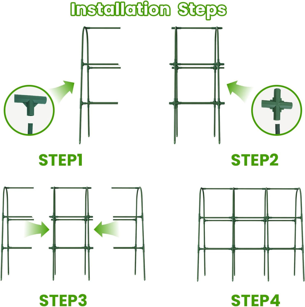 Cucumber Trellis for Raised Bed, U-Shape Garden Trellis for Climbing Plants Outdoor, Metal Arch Vegetables Trellis, Plant Support for Grape Vine Beans Squash Peas Flower