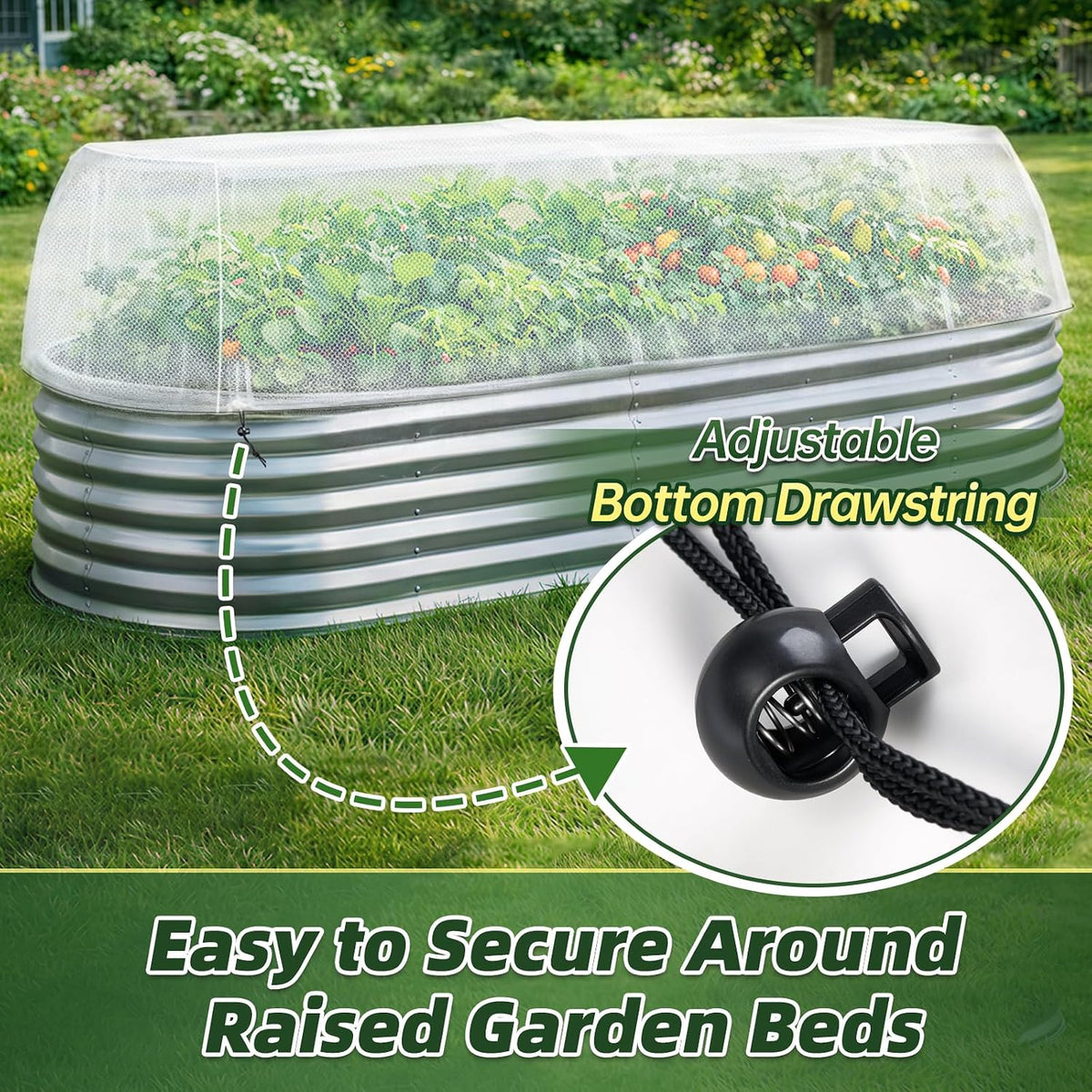 2 Pack Garden Netting for 4 x 2 x 1 FT Raised Beds