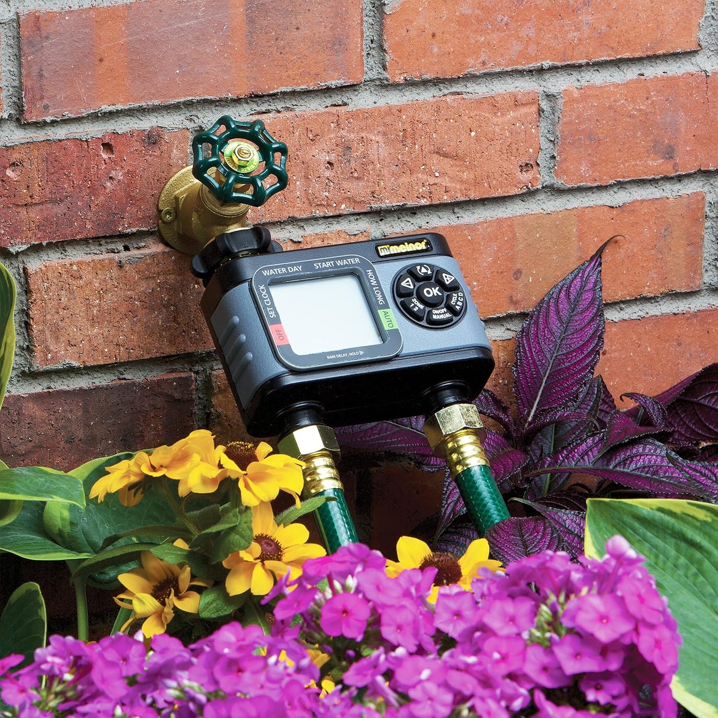 65166AMZ HydroLogic Digital Hose Timer, 2-Zone Programmable Watering Timer, Quick Connect Bundle, Black, Grey