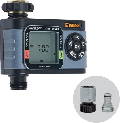 65166AMZ HydroLogic Digital Hose Timer, 2-Zone Programmable Watering Timer, Quick Connect Bundle, Black, Grey
