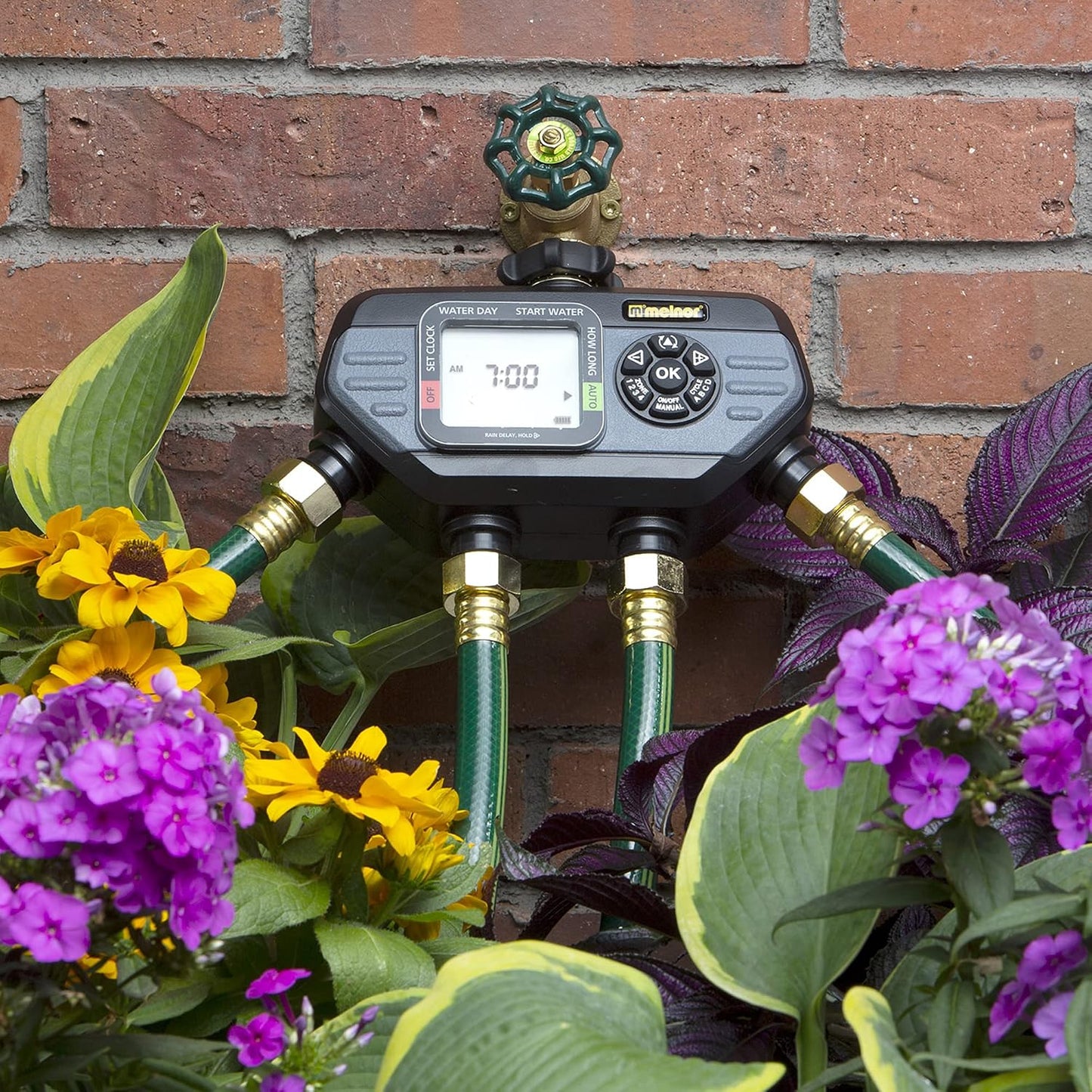 65166AMZ HydroLogic Digital Hose Timer, 2-Zone Programmable Watering Timer, Quick Connect Bundle, Black, Grey