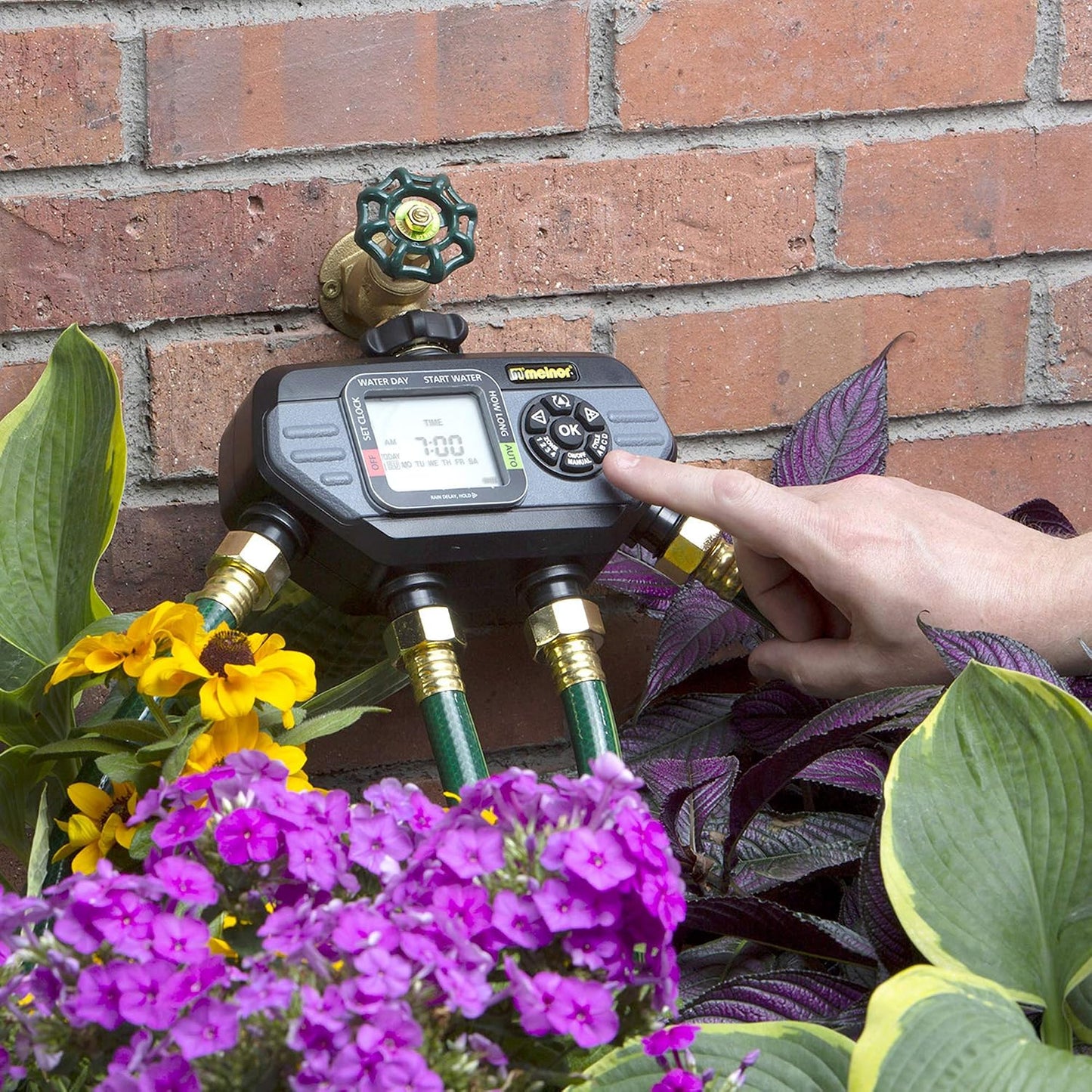 65166AMZ HydroLogic Digital Hose Timer, 2-Zone Programmable Watering Timer, Quick Connect Bundle, Black, Grey