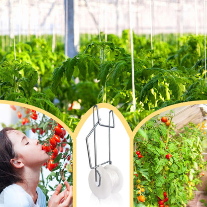 20Pack Tomato Trellis Roller Hooks,Greenhouse Trellising Kit with 100Pcs String Zip Ties for Tomatoes,Vine Twine Crop,Vegetable,Flower