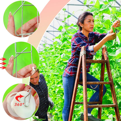 20Pack Tomato Trellis Roller Hooks,Greenhouse Trellising Kit with 100Pcs String Zip Ties for Tomatoes,Vine Twine Crop,Vegetable,Flower