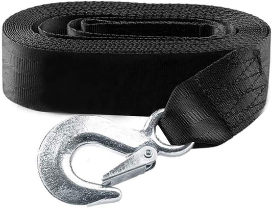 Trailer Winch Strap 2" x 20' with Safety Snap Hook 10000 lbs for Towing Vehicles, Boats and Jet Ski | Polyester | Longer Warranty
