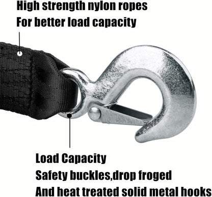 Trailer Winch Strap 2" x 20' with Safety Snap Hook 10000 lbs for Towing Vehicles, Boats and Jet Ski | Polyester | Longer Warranty