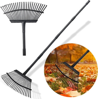 Small Rakes for Garden Beds,11 Tines Heavy Duty Metal Yard Hand Rake with 63in Adjustable Handle,Ideal Gardening Rakes for Gathering Leaves,Shrub,Dog Poop,Garden Flower Beds