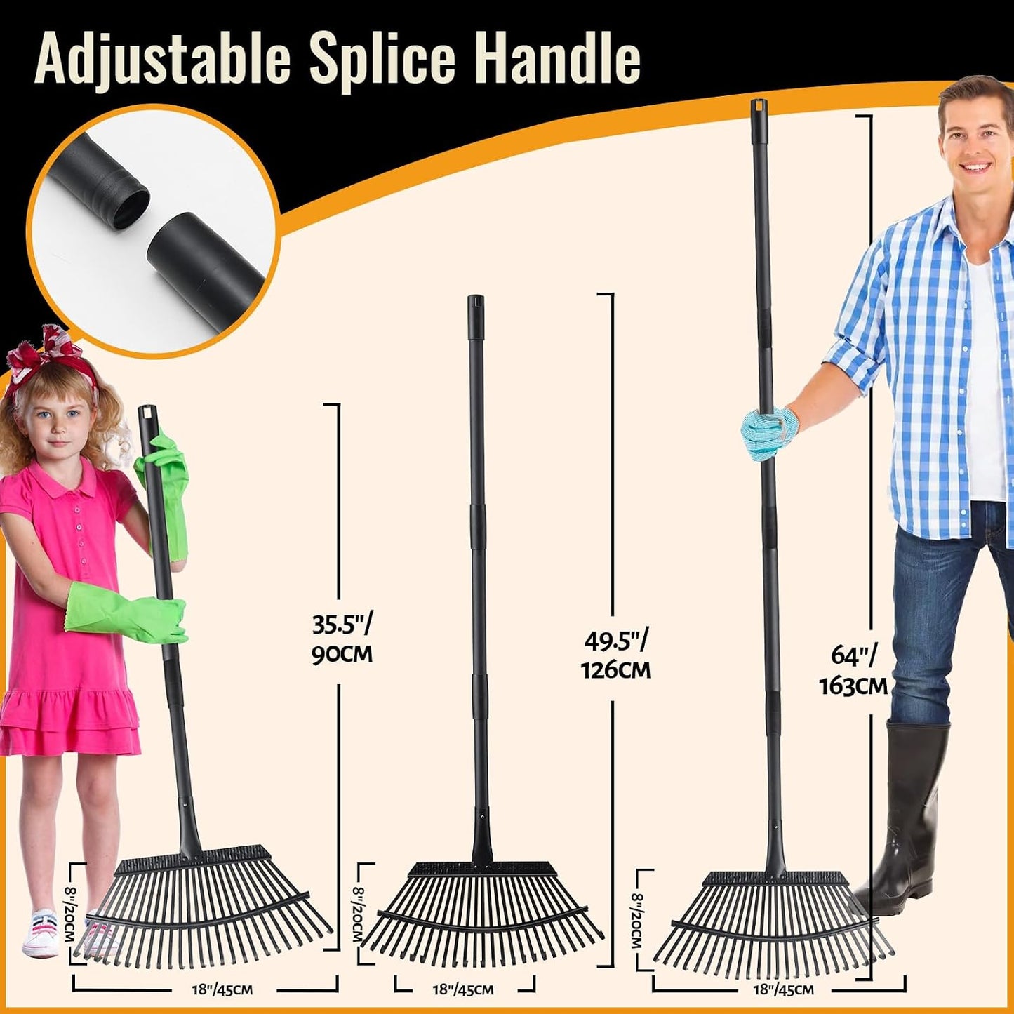 Small Rakes for Garden Beds,11 Tines Heavy Duty Metal Yard Hand Rake with 63in Adjustable Handle,Ideal Gardening Rakes for Gathering Leaves,Shrub,Dog Poop,Garden Flower Beds