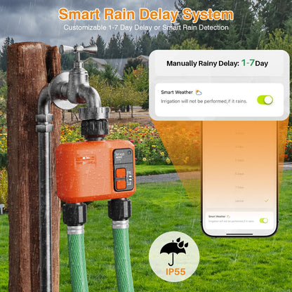 WiFi Sprinkler Timer 2 Zone, Smart Water Timer for Garden Hose Irrigation