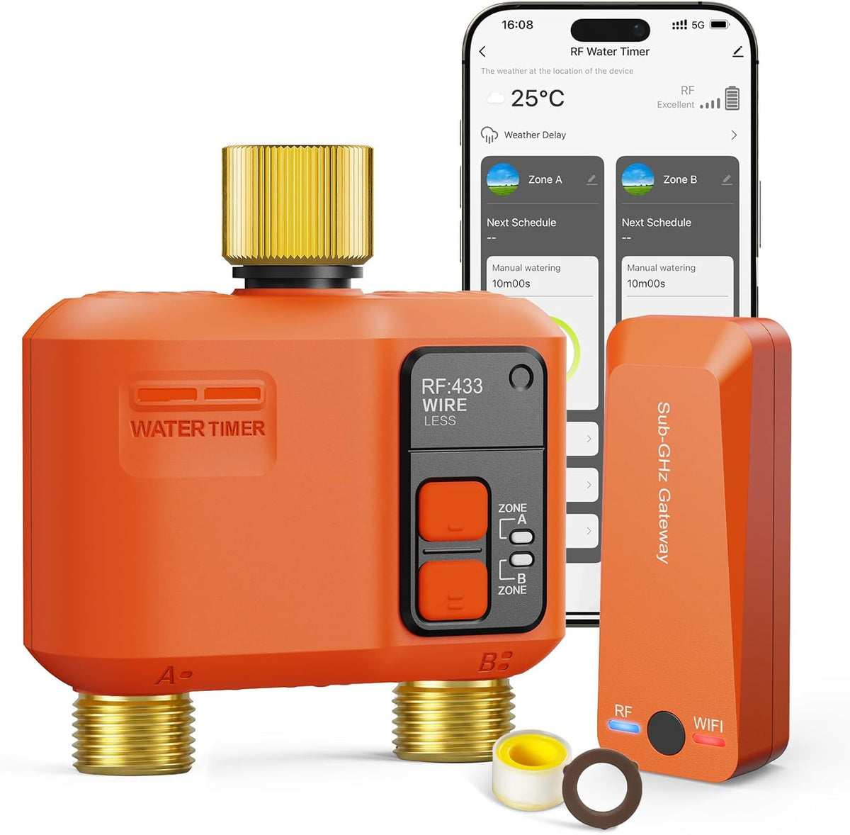 WiFi Sprinkler Timer 2 Zone, Smart Water Timer for Garden Hose Irrigation