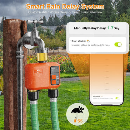 WiFi Sprinkler Timer 2 Zone, Smart Water Timer for Garden Hose Irrigation