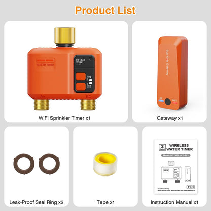 WiFi Sprinkler Timer 2 Zone, Smart Water Timer for Garden Hose Irrigation