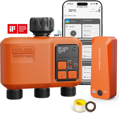 WiFi Sprinkler Timer 2 Zone, Smart Water Timer for Garden Hose Irrigation