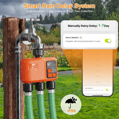 WiFi Sprinkler Timer 2 Zone, Smart Water Timer for Garden Hose Irrigation