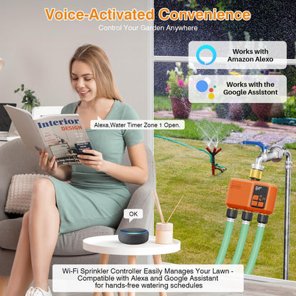 WiFi Sprinkler Timer 2 Zone, Smart Water Timer for Garden Hose Irrigation