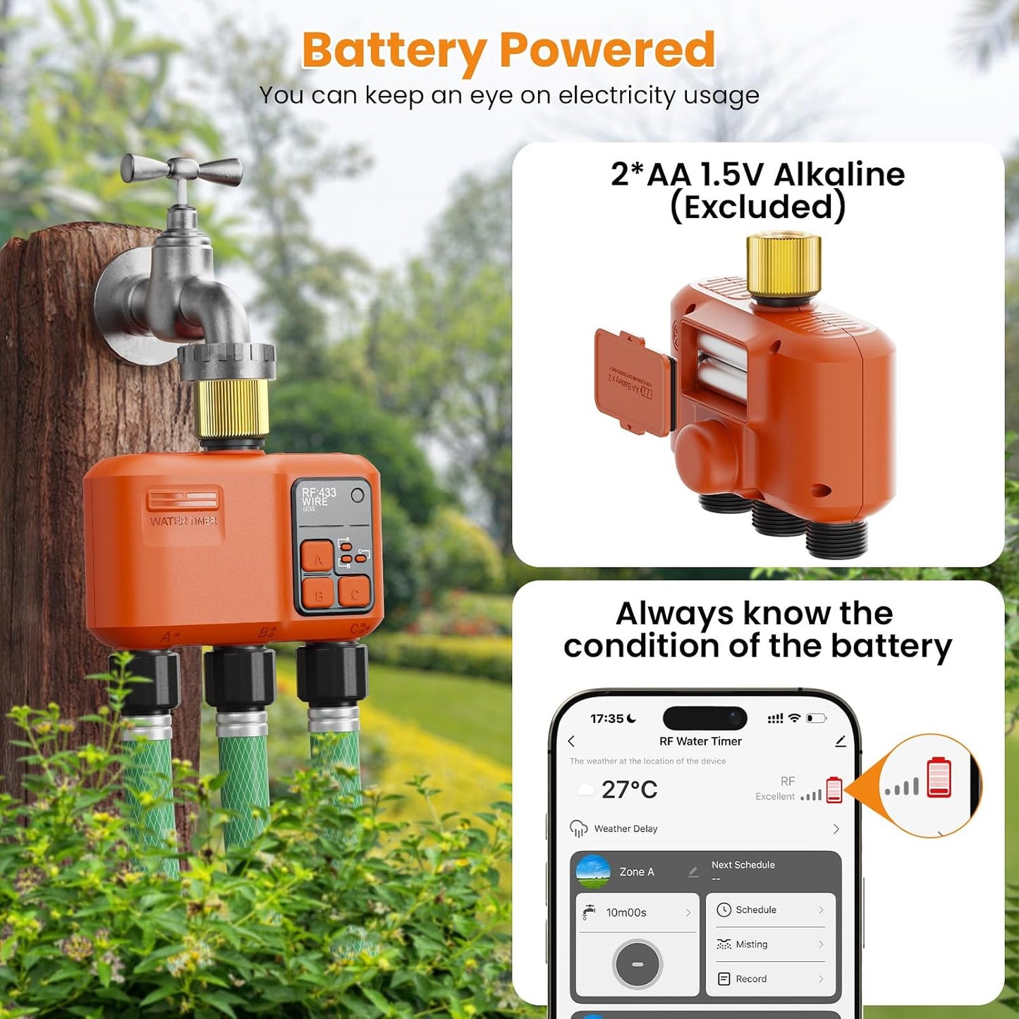 WiFi Sprinkler Timer 2 Zone, Smart Water Timer for Garden Hose Irrigation