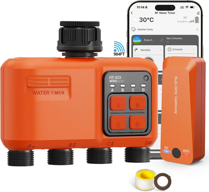 WiFi Sprinkler Timer 2 Zone, Smart Water Timer for Garden Hose Irrigation