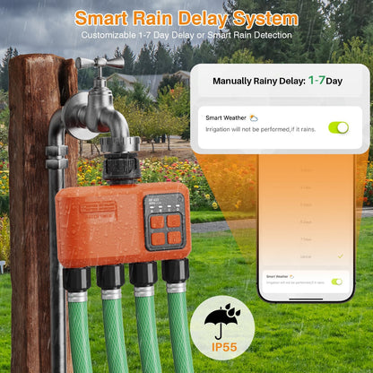 WiFi Sprinkler Timer 2 Zone, Smart Water Timer for Garden Hose Irrigation