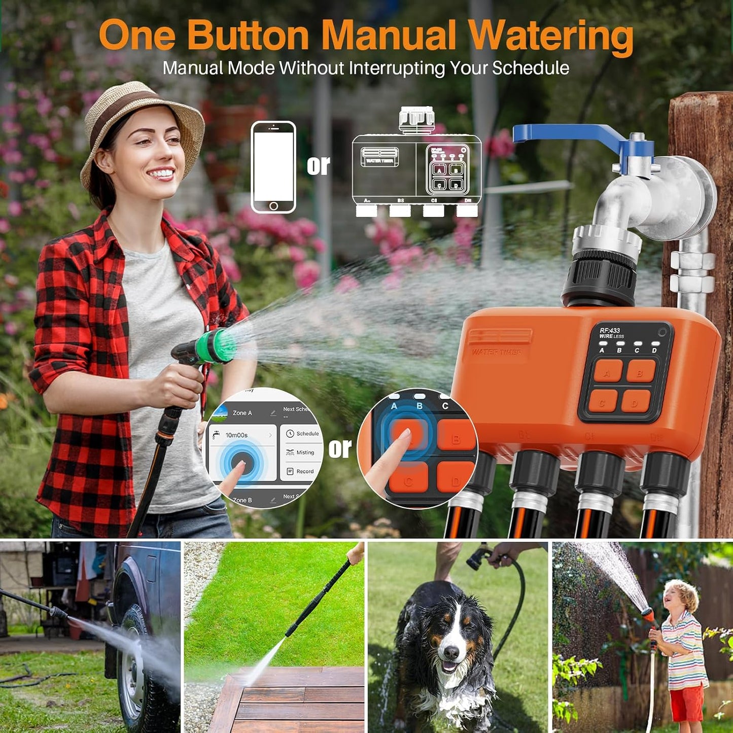 WiFi Sprinkler Timer 2 Zone, Smart Water Timer for Garden Hose Irrigation