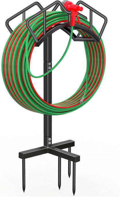 Heavy Duty Garden Hose Holder, Water Hose Storage Holds 150ft Black