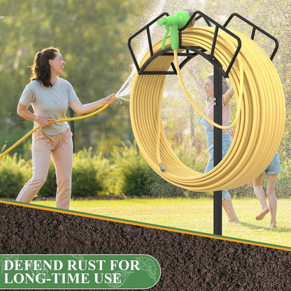 Heavy Duty Garden Hose Holder, Water Hose Storage Holds 150ft Black