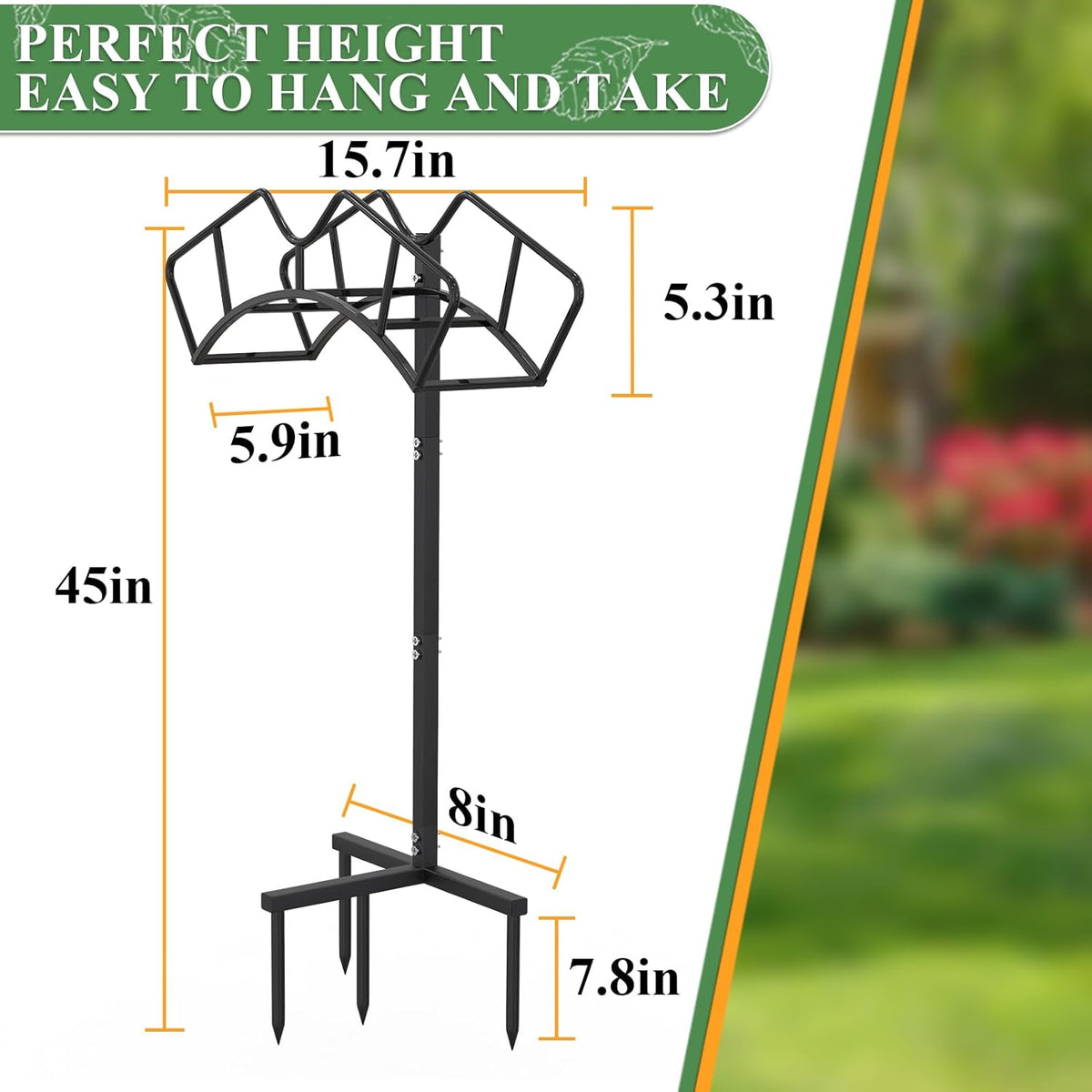 Heavy Duty Garden Hose Holder, Water Hose Storage Holds 150ft Black