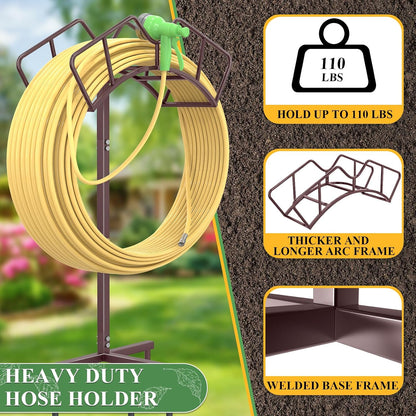 Heavy Duty Garden Hose Holder, Water Hose Storage Holds 150ft Black