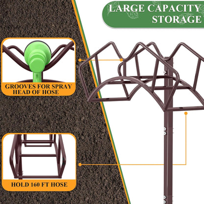 Heavy Duty Garden Hose Holder, Water Hose Storage Holds 150ft Black