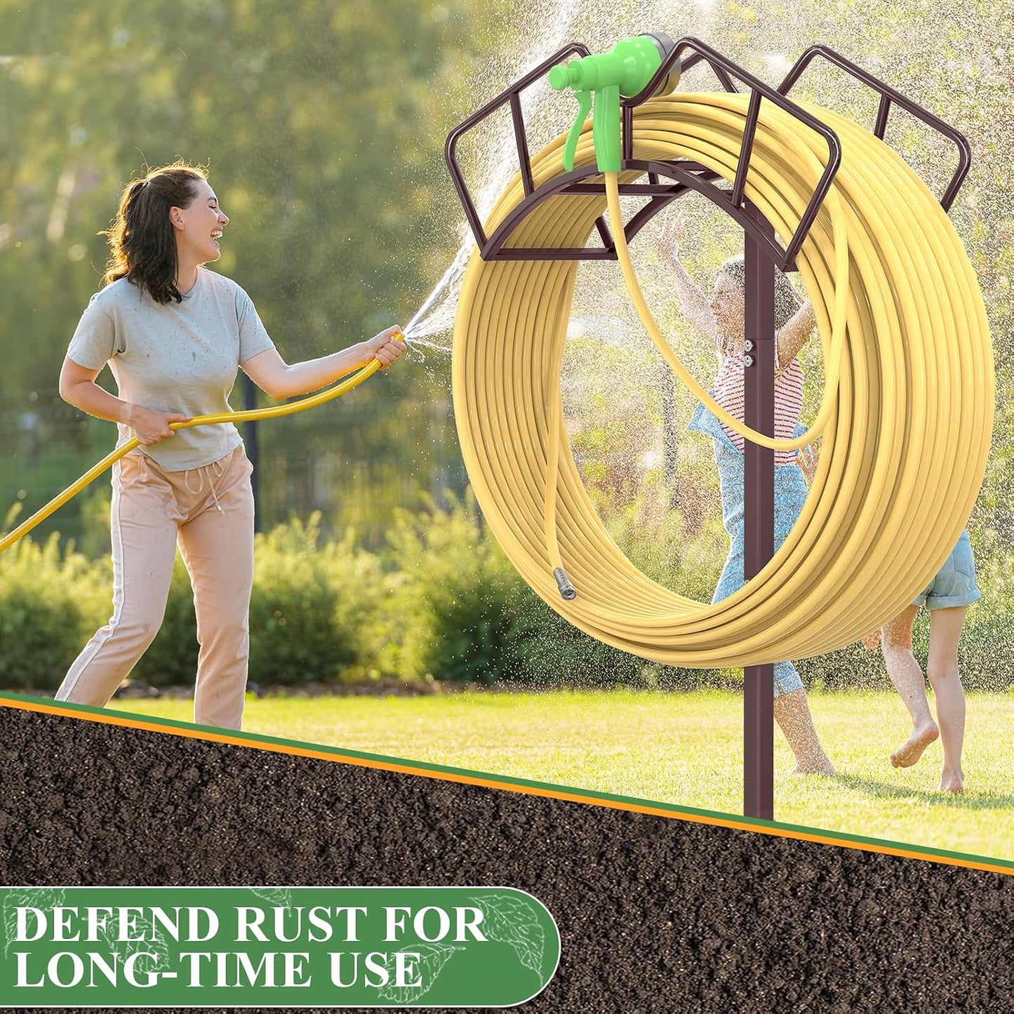 Heavy Duty Garden Hose Holder, Water Hose Storage Holds 150ft Black
