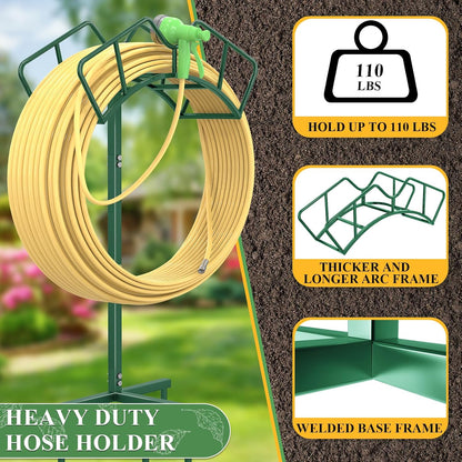 Heavy Duty Garden Hose Holder, Water Hose Storage Holds 150ft Black
