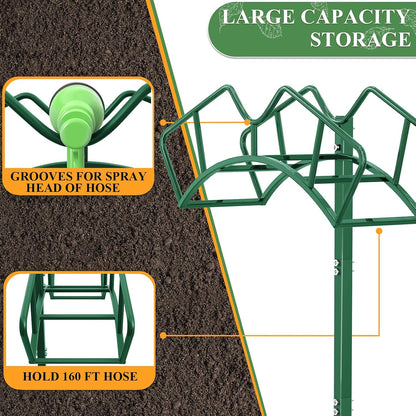 Heavy Duty Garden Hose Holder, Water Hose Storage Holds 150ft Black