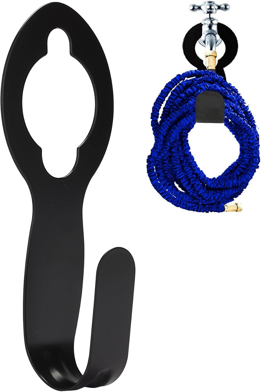 Small Garden Hose Holder, Metal, Fits 20-50 ft 5/8” Expandable Hose