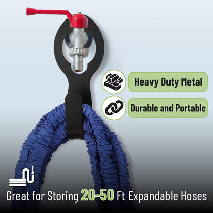 Small Garden Hose Holder, Metal, Fits 20-50 ft 5/8” Expandable Hose