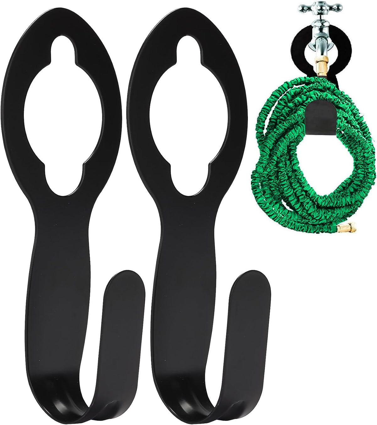 Small Garden Hose Holder, Metal, Fits 20-50 ft 5/8” Expandable Hose