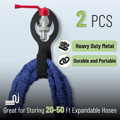 Small Garden Hose Holder, Metal, Fits 20-50 ft 5/8” Expandable Hose