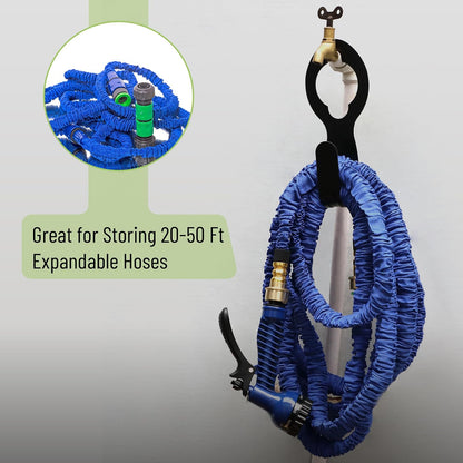 Small Garden Hose Holder, Metal, Fits 20-50 ft 5/8” Expandable Hose