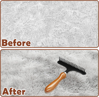 Portable Carpet Rake, Matted & Shag Rug Rake, 6.0 x 4.3 inches, Black