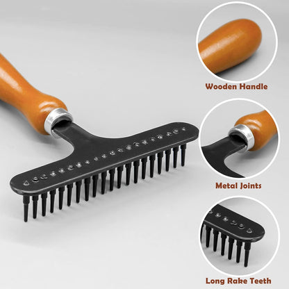 Portable Carpet Rake, Matted & Shag Rug Rake, 6.0 x 4.3 inches, Black