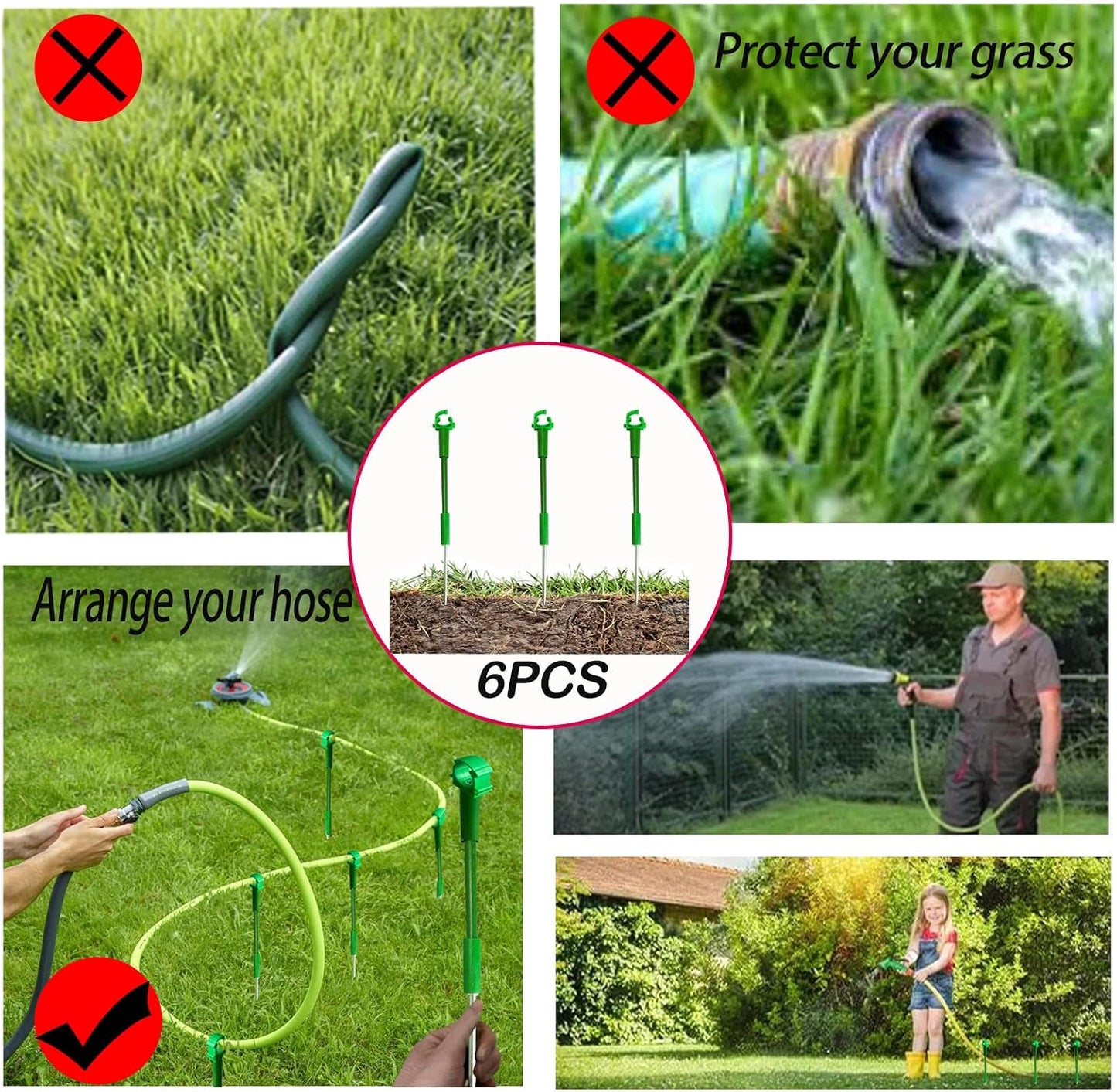 6PC 5/8”Hose Guides for Garden Decorative，Water Hoder to Keep Hose off Grass，Outdoor Post Garden Support Water Sprinkler Stand Butler Gardening Supplies for Garden Lawn Yard (Set B)