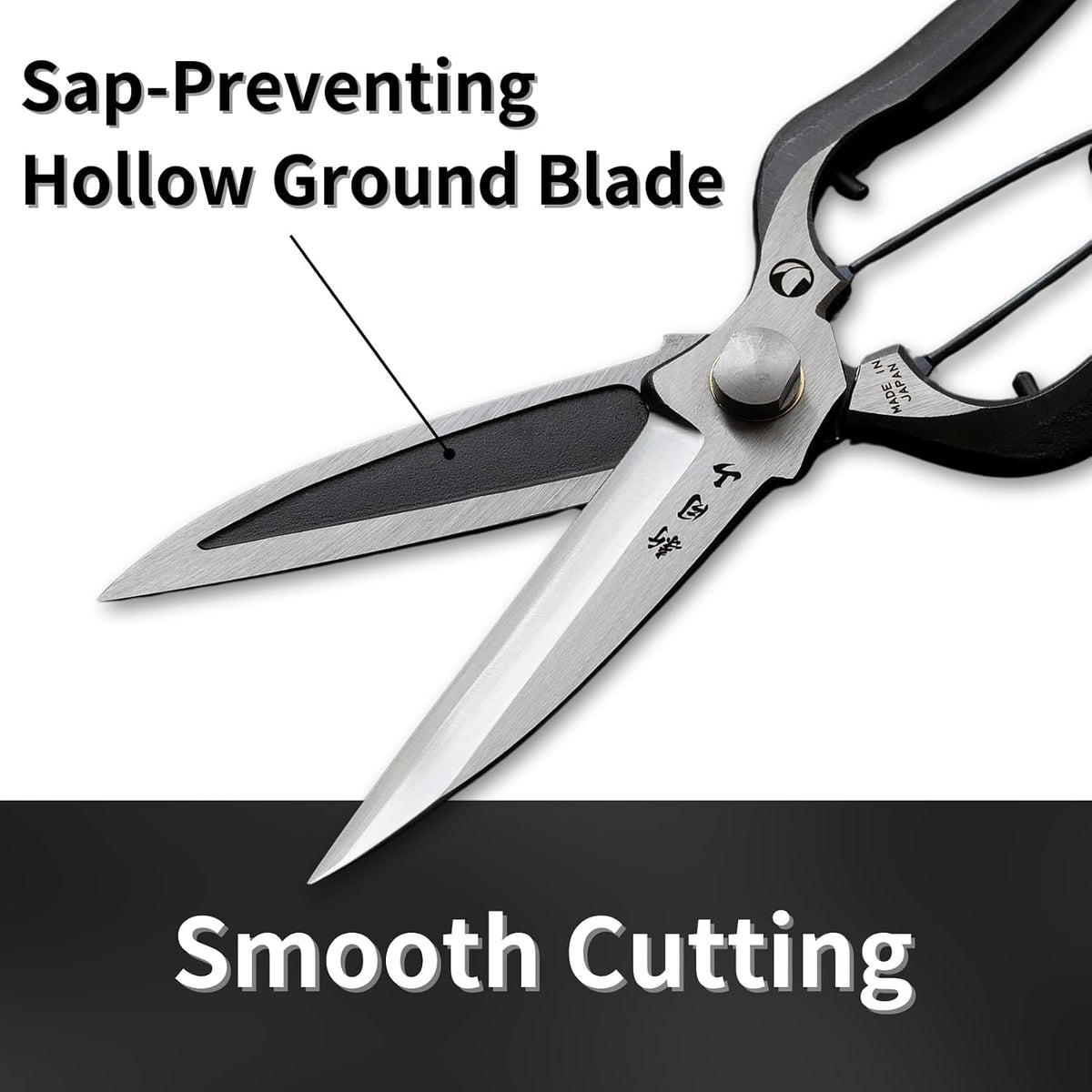 Japanese Pruning Shears for Gardening 8”, Professional Heavy Duty Bypass Pruners, Hand Forged Japanese Carbon Steel Blade, Spring Loaded Handle, Made in Japan